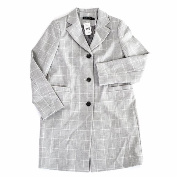 NWT Lauren Ralph Lauren Women's Gray Plaid Gingham Crepe Reefer Coat - Size S - Picture 7 of 10